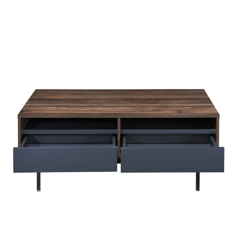 GROOVES COFFEE TABLE 2ΣΥΡΤΑΡΙΑ ΚΑΡΥΔΙ ΓΚΡΙ 110x60x45cm