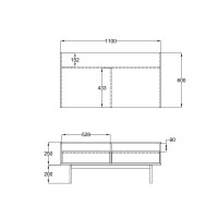 GROOVES COFFEE TABLE 2ΣΥΡΤΑΡΙΑ ΚΑΡΥΔΙ ΓΚΡΙ 110x60x45cm