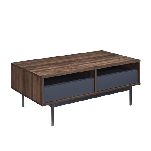 GROOVES COFFEE TABLE 2ΣΥΡΤΑΡΙΑ ΚΑΡΥΔΙ ΓΚΡΙ 110x60x45cm