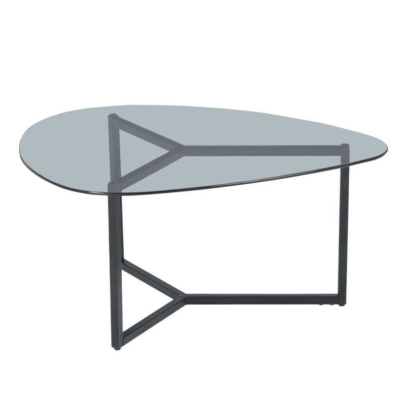ROCKS COFFEE TABLE SET 2ΤΕΜ ΔΙΑΦΑΝΟ FUME ΜΑΥΡΟ 82x59x40cm