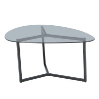 ROCKS COFFEE TABLE SET 2ΤΕΜ ΔΙΑΦΑΝΟ FUME ΜΑΥΡΟ 82x59x40cm