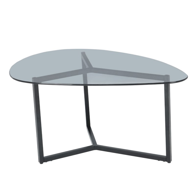 ROCKS COFFEE TABLE SET 2ΤΕΜ ΔΙΑΦΑΝΟ FUME ΜΑΥΡΟ 82x59x40cm