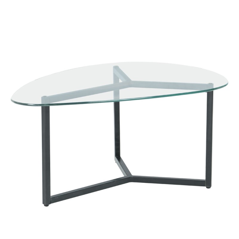 ROCKS COFFEE TABLE SET 2ΤΕΜ ΔΙΑΦΑΝΟ FUME ΜΑΥΡΟ 82x59x40cm