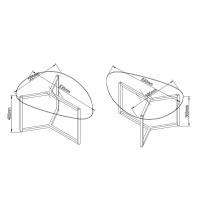 ROCKS COFFEE TABLE SET 2ΤΕΜ ΔΙΑΦΑΝΟ FUME ΜΑΥΡΟ 82x59x40cm