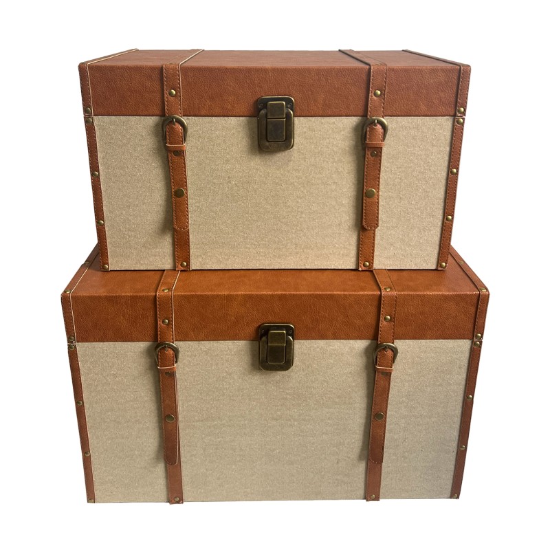 RIND ΜΠΑΟΥΛΑ SET 2ΤΜΧ 64x40x40cm MDF ΜΠΕΖ ΚΑΦΕ ΥΦΑΣΜΑ