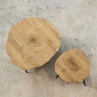 TREE COFFEE TABLE ΦΥΣΙΚΟ ΜΑΥΡΟ 80x80x42cm