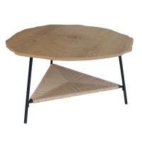 TREE COFFEE TABLE ΦΥΣΙΚΟ ΜΑΥΡΟ 80x80x42cm