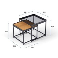 HARMONICA SIDE TABLE SET 2ΤΕΜ ΦΥΣΙΚΟ ΦΙΜΕ ΜΑΥΡΟ 50x50x49cm