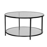 MOON COFFEE TABLE ΔΙΑΦΑΝΟ ΜΑΥΡΟ 80x80x42cm