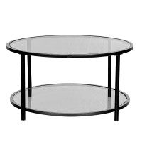 MOON COFFEE TABLE ΔΙΑΦΑΝΟ ΜΑΥΡΟ 80x80x42cm