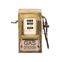 GAS PUMP SIDE TABLE ΠΟΛΥΧΡΩΜΟ ΜΕ PATTERN ΦΥΣΙΚΟ 57x36x71cm