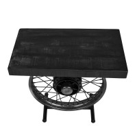 WHEEL SIDE TABLE ΜΑΥΡΟ ΑΣΗΜΙ 60x36x56cm