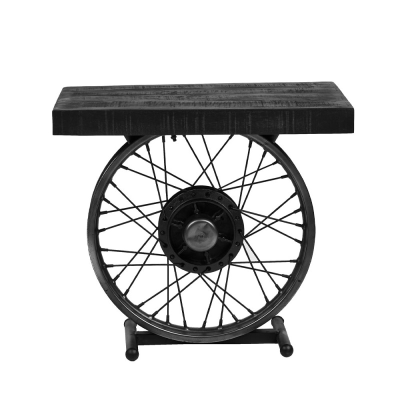 WHEEL SIDE TABLE ΜΑΥΡΟ ΑΣΗΜΙ 60x36x56cm