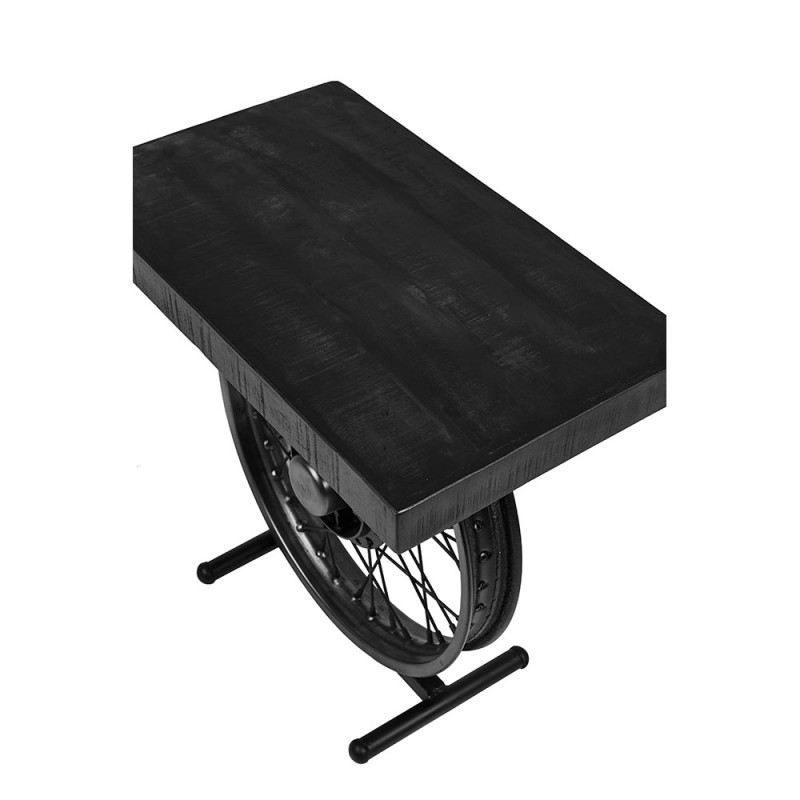 WHEEL SIDE TABLE ΜΑΥΡΟ ΑΣΗΜΙ 60x36x56cm