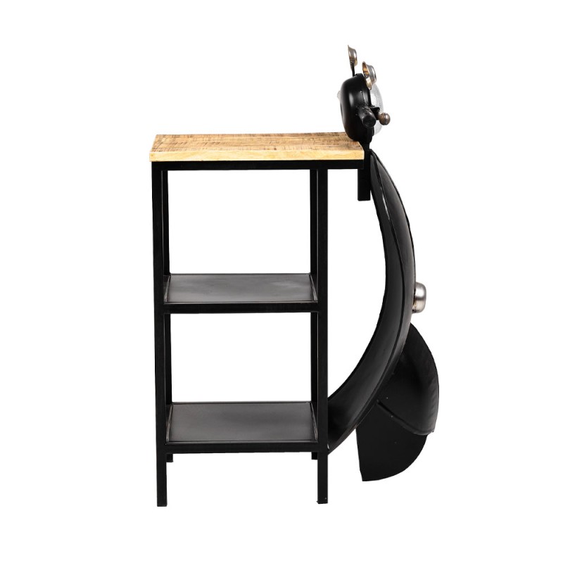 MINI VESPA SIDE TABLE ΜΕ ΡΑΦΙΑ ΜΑΥΡΟ ΑΣΗΜΙ ΦΥΣΙΚΟ 61x45x88cm