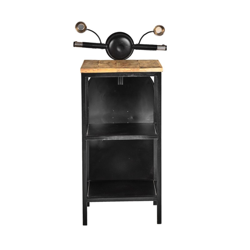 MINI VESPA SIDE TABLE ΜΕ ΡΑΦΙΑ ΜΑΥΡΟ ΑΣΗΜΙ ΦΥΣΙΚΟ 61x45x88cm