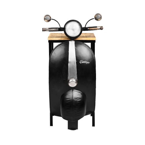 MINI VESPA SIDE TABLE ΜΕ ΡΑΦΙΑ ΜΑΥΡΟ ΑΣΗΜΙ ΦΥΣΙΚΟ 61x45x85.5cm