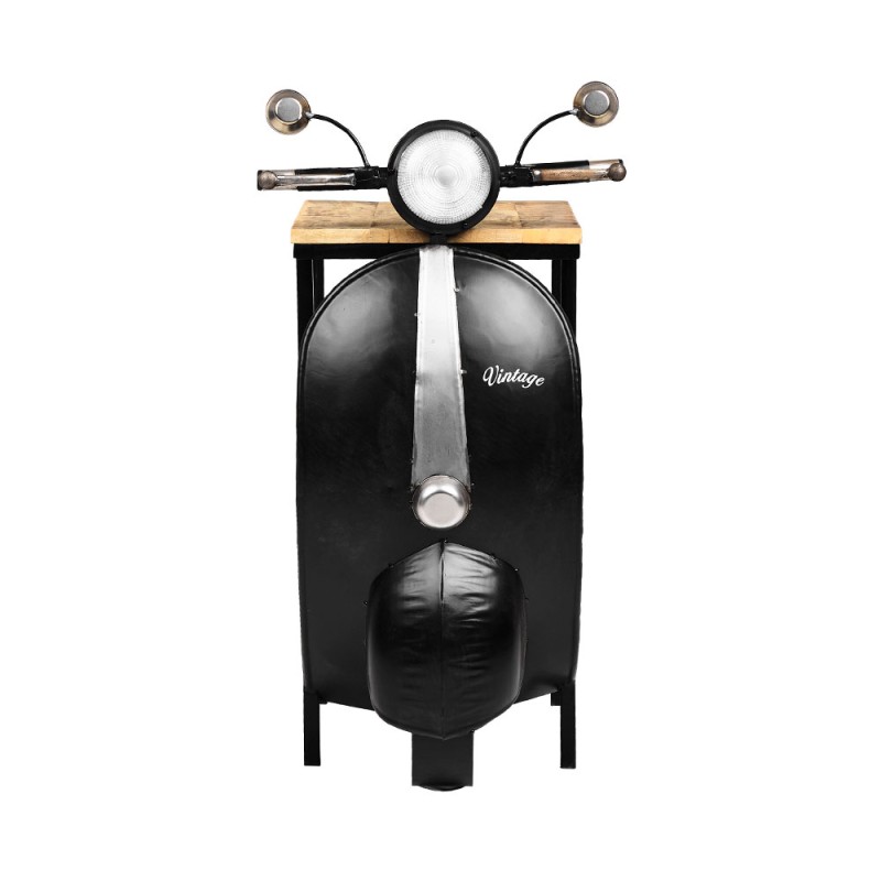 MINI VESPA SIDE TABLE ΜΕ ΡΑΦΙΑ ΜΑΥΡΟ ΑΣΗΜΙ ΦΥΣΙΚΟ 61x45x88cm