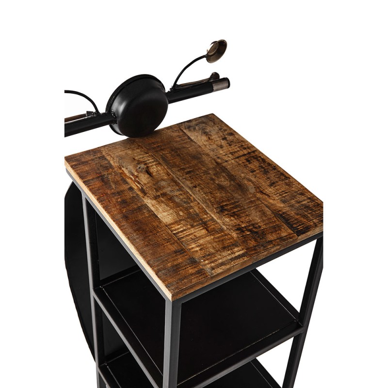MINI VESPA SIDE TABLE ΜΕ ΡΑΦΙΑ ΜΑΥΡΟ ΑΣΗΜΙ ΦΥΣΙΚΟ 61x45x88cm