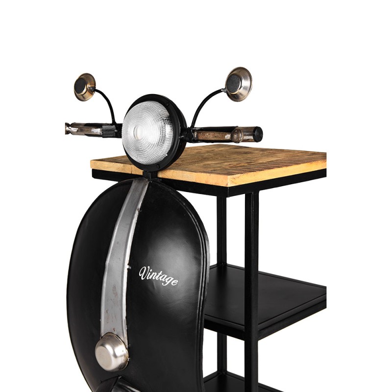 MINI VESPA SIDE TABLE ΜΕ ΡΑΦΙΑ ΜΑΥΡΟ ΑΣΗΜΙ ΦΥΣΙΚΟ 61x45x88cm