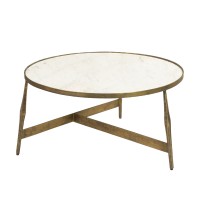 BLANCHE COFFEE TABLE ΛΕΥΚΟ BRASS ANTIQUE 81x81x41cm