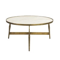 BLANCHE COFFEE TABLE ΛΕΥΚΟ BRASS ANTIQUE 81x81x41cm