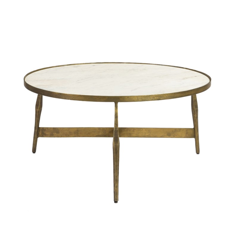 BLANCHE COFFEE TABLE ΛΕΥΚΟ BRASS ANTIQUE 81x81x41cm