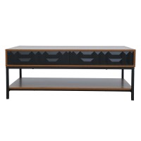 ZUMA COFFEE TABLE 2ΣΥΡΤΑΡΙΑ 3ΡΑΦΙΑ ΚΑΡΥΔΙ ΜΑΥΡΟ 111.5x60x44cm