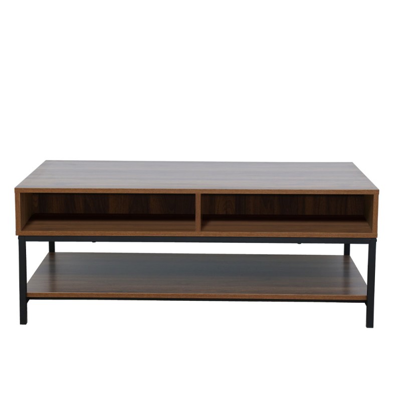 ZUMA COFFEE TABLE 2ΣΥΡΤΑΡΙΑ 3ΡΑΦΙΑ ΚΑΡΥΔΙ ΜΑΥΡΟ 111.5x60x44cm