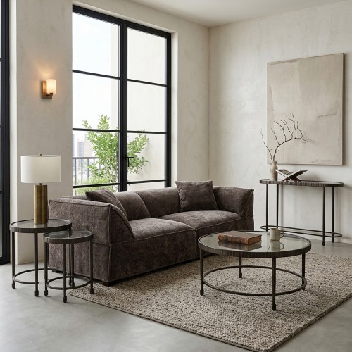 GRANAZ SIDE TABLE SET 2ΤΕΜ GUNMETAL 65x65x60cm