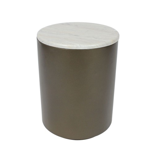 POMMA SIDE TABLE TRAVERTINE BRONZE 37x37x49cm