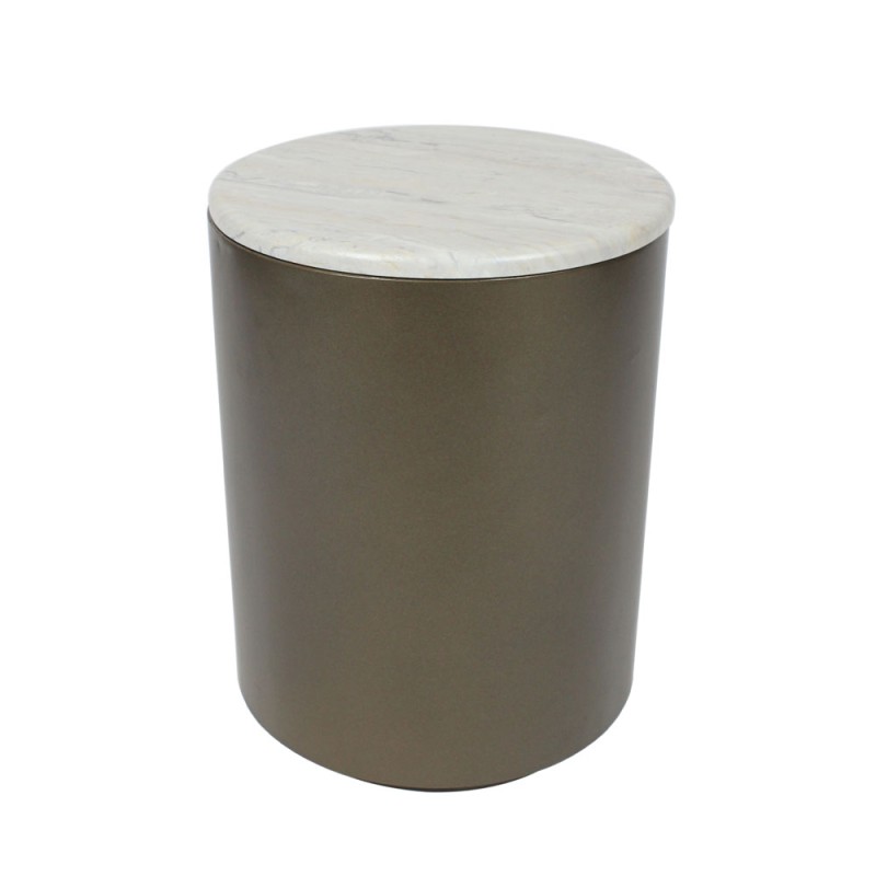 POMMA SIDE TABLE TRAVERTINE BRONZE 37x37x49cm