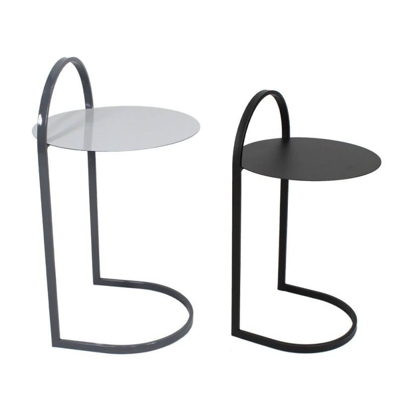 STECH SIDE TABLE SET 2ΤΕΜ ΛΕΥΚΟ ΜΑΥΡΟ ΓΚΡΙ ΜΑΥΡΟ 40x40x68cm