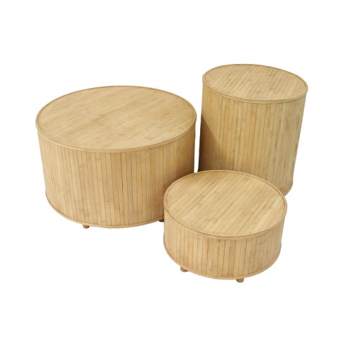 RIBBONS SIDE TABLE SET 3ΤΕΜ ΦΥΣΙΚΟ 61x61x34cm