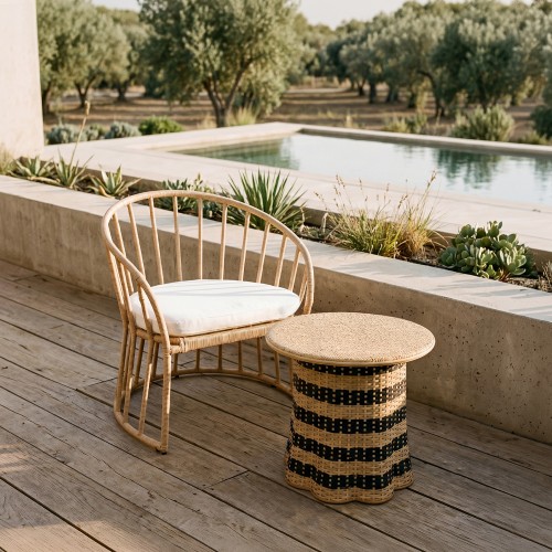NUBIA COFFEE TABLE ΦΥΣΙΚΟ ΜΑΥΡΟ 60x60x52.5cm