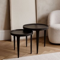 INK SIDE TABLE SET 2ΤΕΜ ΜΑΥΡΟ 43x43x45.5cm