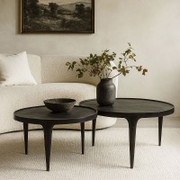 INK COFFEE TABLE SET 2ΤΕΜ ΜΑΥΡΟ 75x75x45.5cm