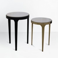 STICKS SIDE TABLE SET 2ΤΕΜ ΛΕΥΚΟ ΜΑΥΡΟ ΧΡΥΣΟ 37x37x54.5cm