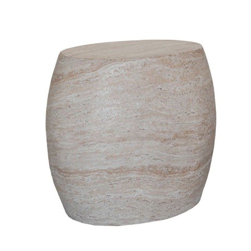 LITHOS OVAL SIDE TABLE BEIGE 61x43x52cm