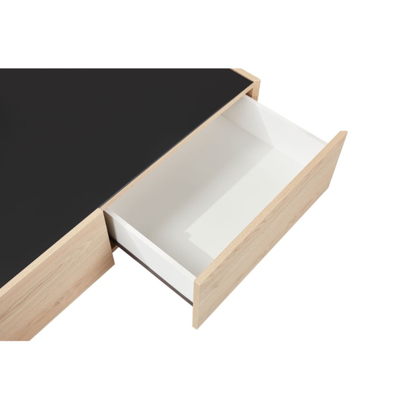 CUBIUS COFFEE TABLE ΦΥΣΙΚΟ ΦΙΜΕ ΜΑΥΡΟ 118x59x33cm