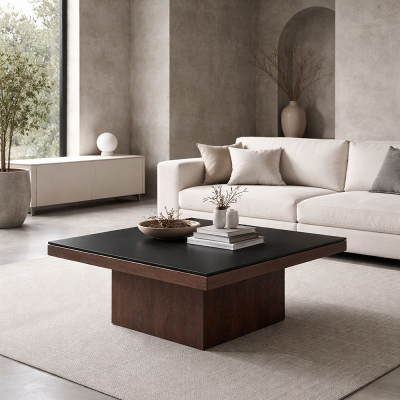 NUEZ COFFEE TABLE ΚΑΡΥΔΙ ΜΑΥΡΟ 79x79x40cm
