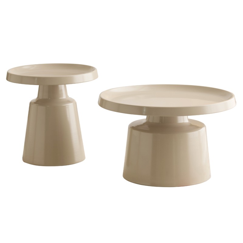MOUSSE COFFEE TABLE SET 2ΤΕΜ CREAM CREAM 70x70x42cm