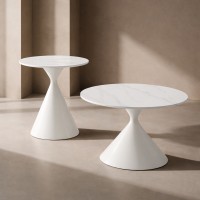 ICE COFFEE TABLE SET 2ΤΕΜ ΑΣΠΡΟ ΑΣΠΡΟ 70x70x40cm