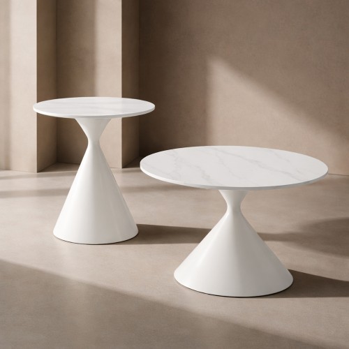 ICE COFFEE TABLE SET 2ΤΕΜ ΑΣΠΡΟ ΑΣΠΡΟ 70x70x40cm