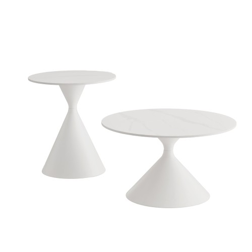 ICE COFFEE TABLE SET 2ΤΕΜ ΑΣΠΡΟ ΑΣΠΡΟ 70x70x40cm