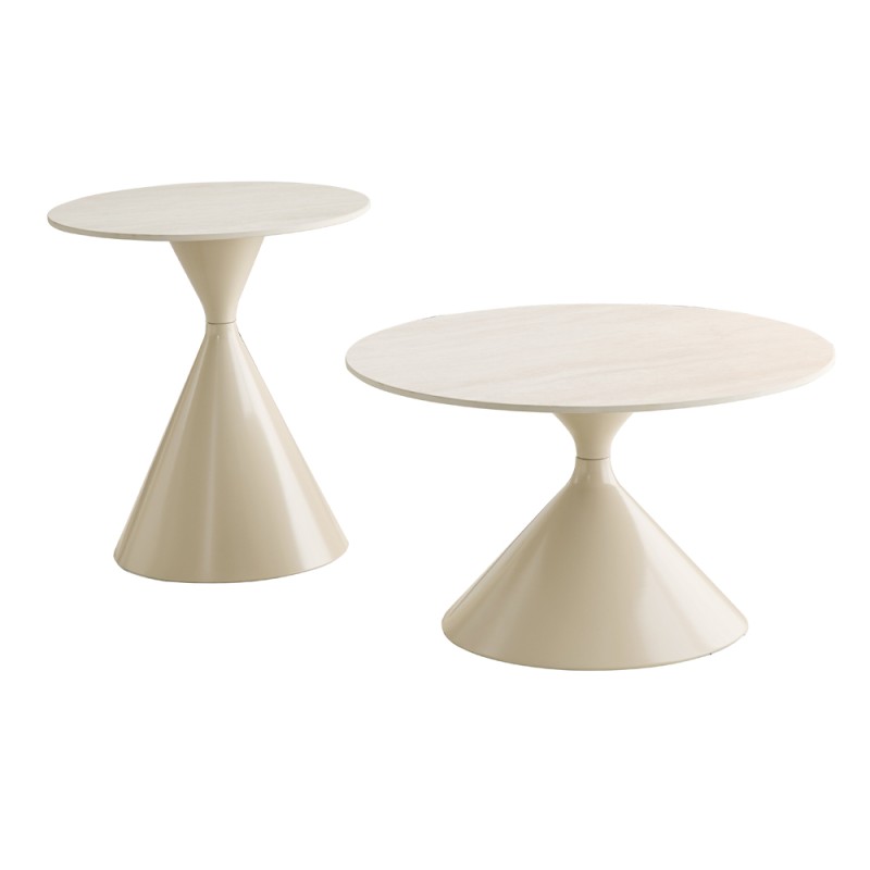 PIETRA COFFEE TABLE SET 2ΤΕΜ CREAM CREAM 70x70x40cm