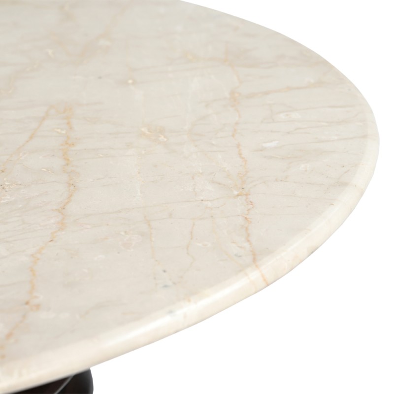 BEATLE SIDE TABLE ΚΑΦΕ ΣΚΟΥΡΟ BEIGE ΜΕ ΟΨΗ ΜΑΡΜΑΡΟΥ 50x50x50cm