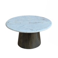 BORDS COFFEE TABLE ΛΕΥΚΟ ΜΑΡΜΑΡΟ ΚΑΡΥΔΙ ΣΚΟΥΡΟ 75x75x40cm