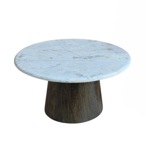 BORDS COFFEE TABLE ΛΕΥΚΟ ΜΑΡΜΑΡΟ ΚΑΡΥΔΙ ΣΚΟΥΡΟ 75x75x40cm