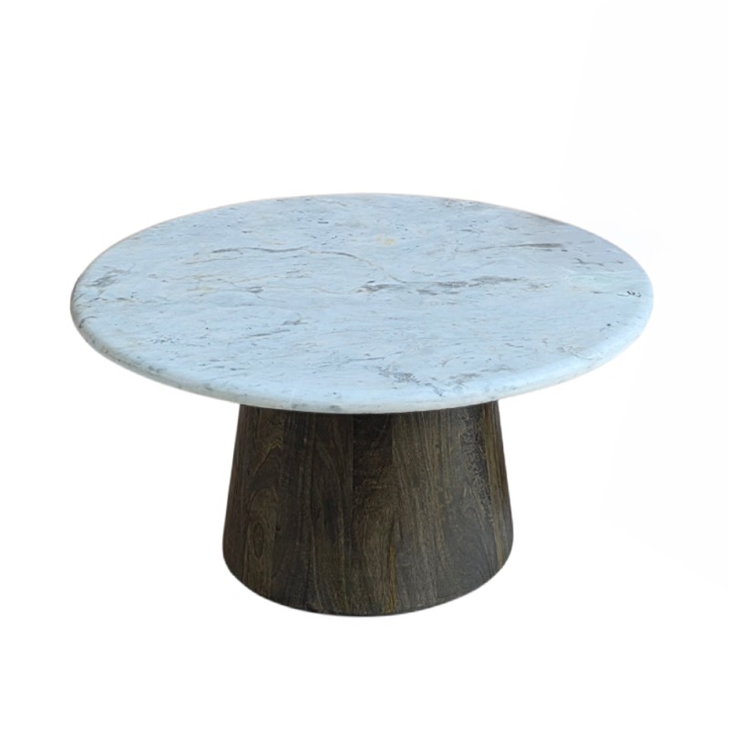 BORDS COFFEE TABLE ΛΕΥΚΟ ΜΑΡΜΑΡΟ ΚΑΡΥΔΙ ΣΚΟΥΡΟ 75x75x40cm